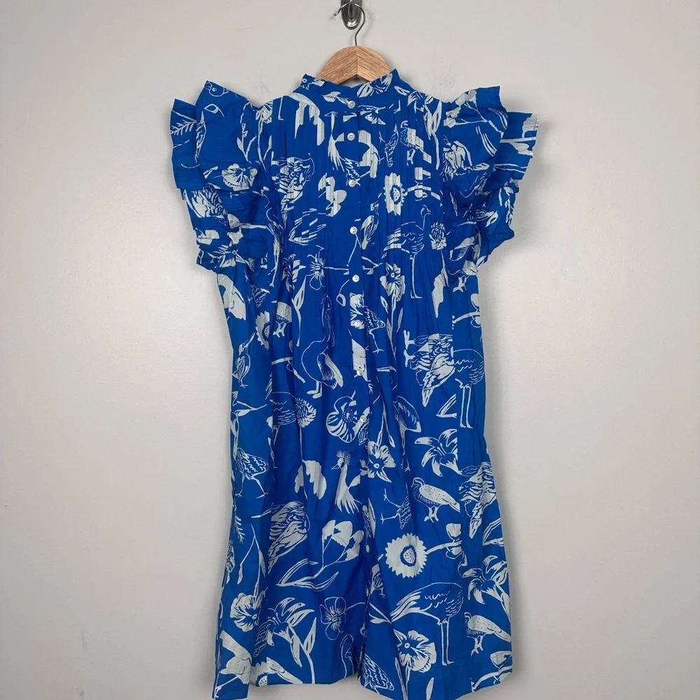OLIPHANT Exclusive Audubon Blue Pintuck Ruffle Mini Dress - Picture 9 of 12